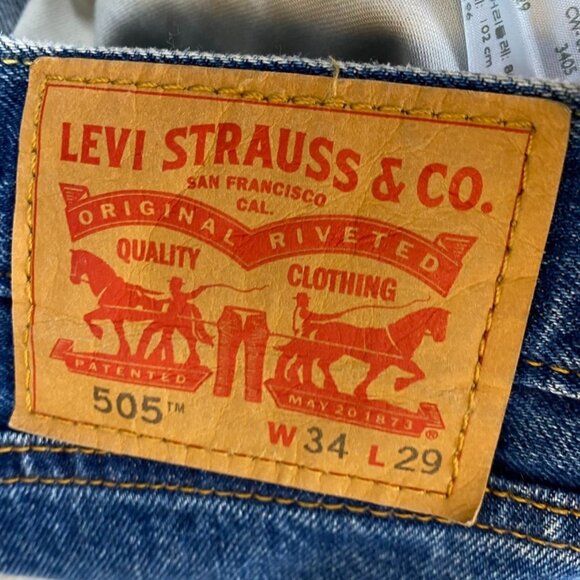 Levis Men's Jeans 34x29 505 Original Fit Blue Denim Cotton Riveted - Picture 3 of 9